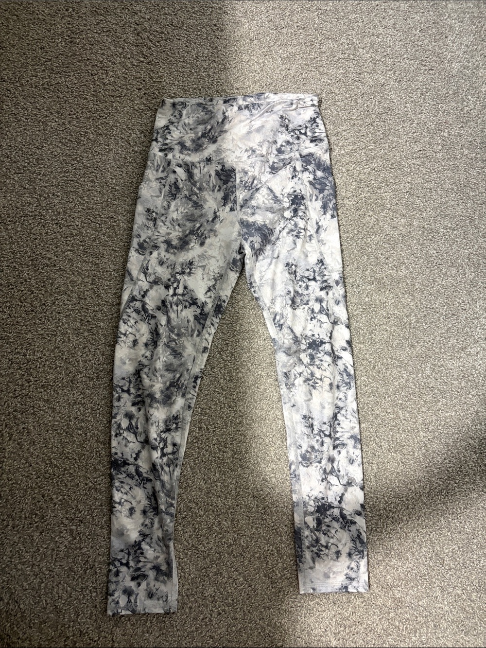 SO Tie-Dye Print Leggings - Gray & White